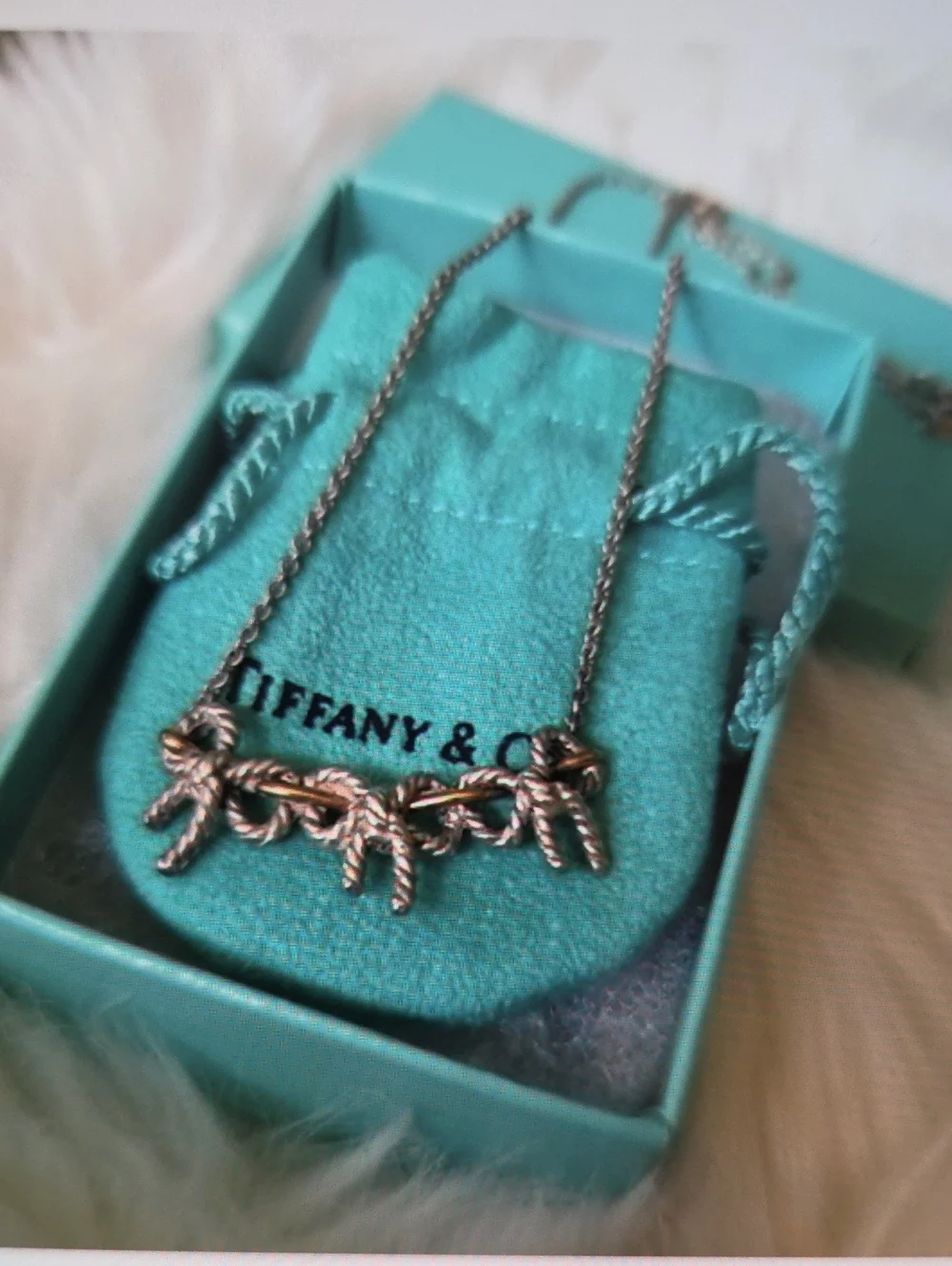 Tiffany & Co. Silver Rope-Knot Charm Necklace - Blue